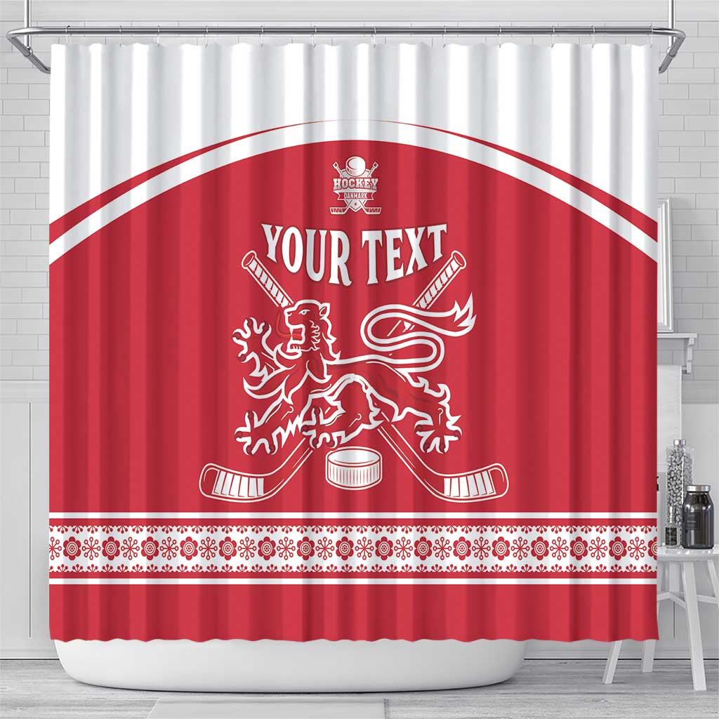 Custom Denmark Hockey Shower Curtain Come On Danish Lions