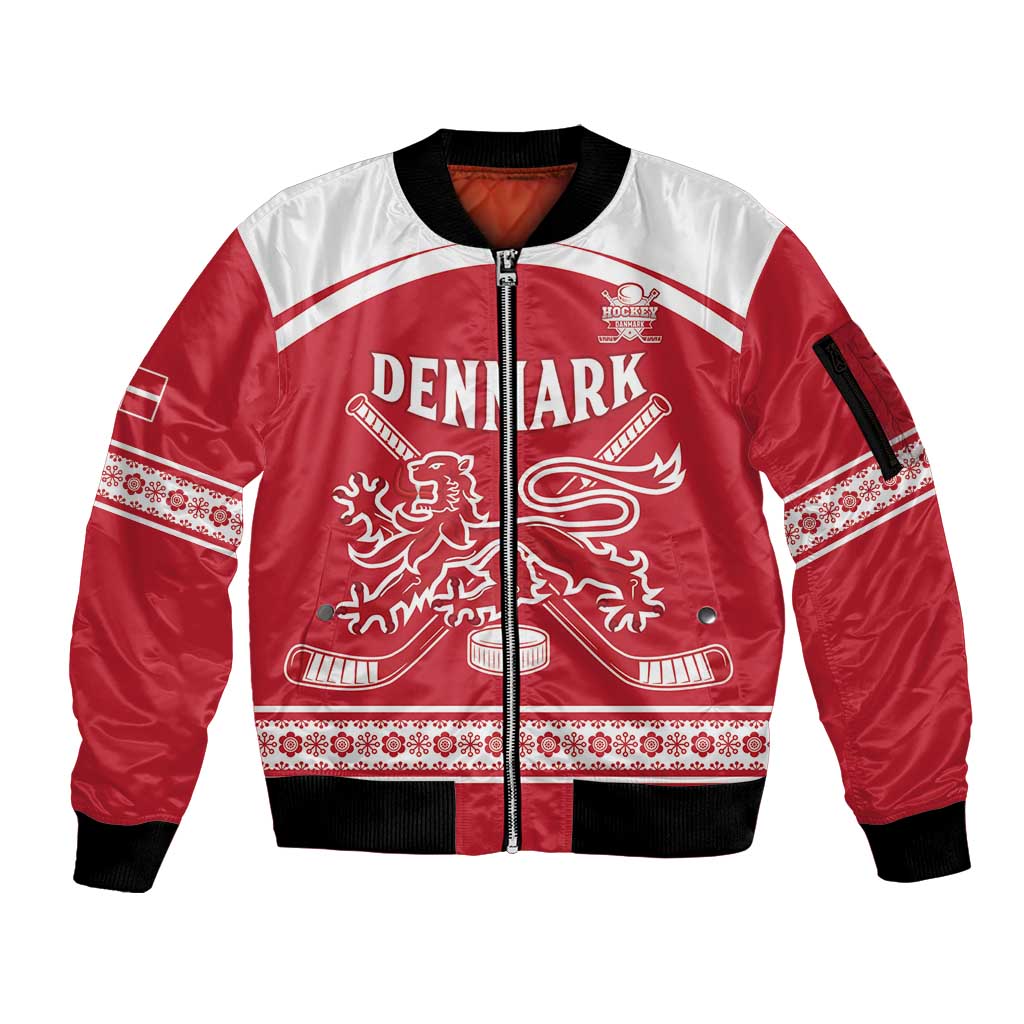 Custom Denmark Hockey Sleeve Zip Bomber Jacket Come On Danish Lions