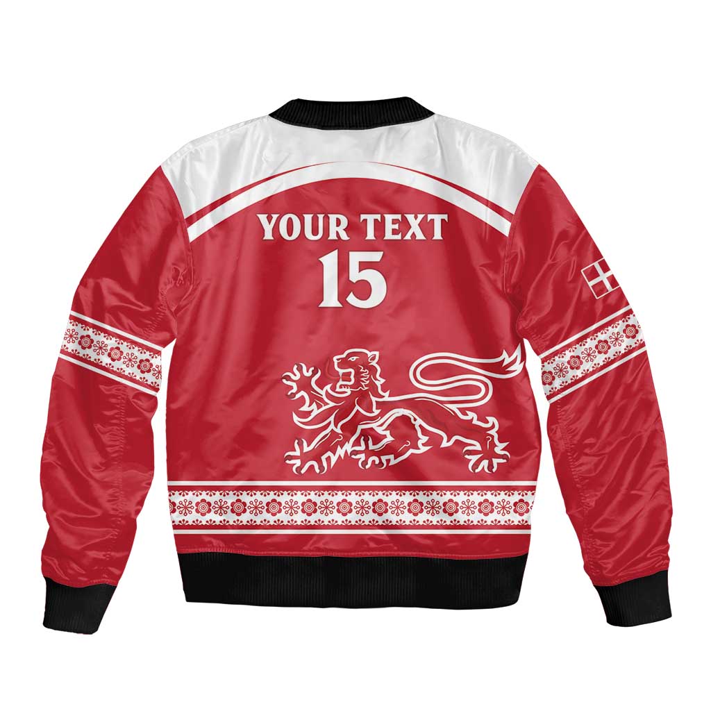Custom Denmark Hockey Sleeve Zip Bomber Jacket Come On Danish Lions