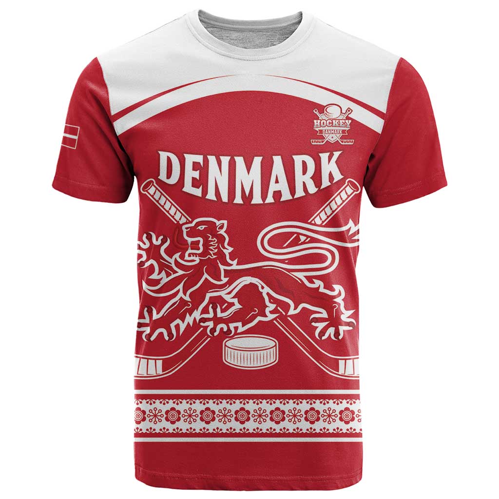 Custom Denmark Hockey T Shirt Come On Danish Lions