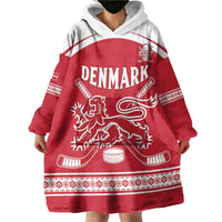 Custom Denmark Hockey Wearable Blanket Hoodie Come On Danish Lions