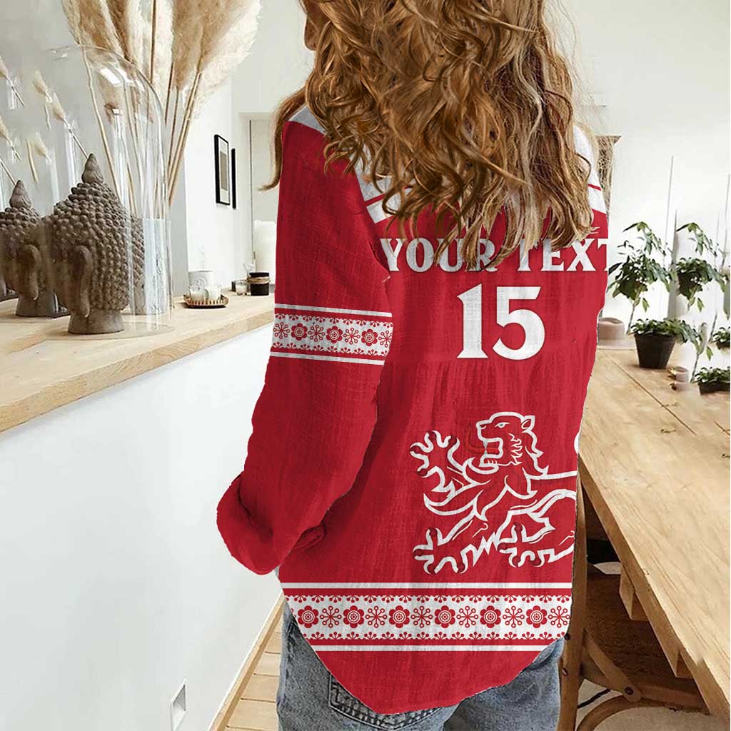 Custom Denmark Hockey Women Casual Shirt Come On Danish Lions