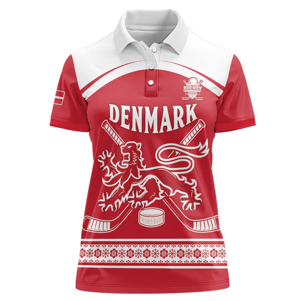 Custom Denmark Hockey Women Polo Shirt Come On Danish Lions