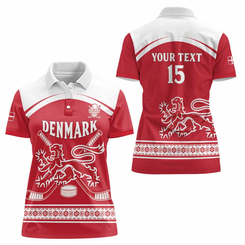 Custom Denmark Hockey Women Polo Shirt Come On Danish Lions