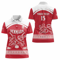 Custom Denmark Hockey Women Polo Shirt Come On Danish Lions