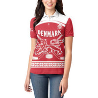 Custom Denmark Hockey Women Polo Shirt Come On Danish Lions