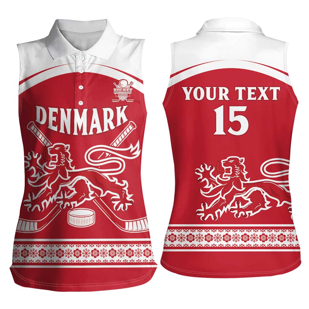 Custom Denmark Hockey Women Sleeveless Polo Shirt Come On Danish Lions