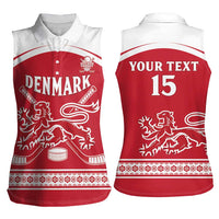 Custom Denmark Hockey Women Sleeveless Polo Shirt Come On Danish Lions