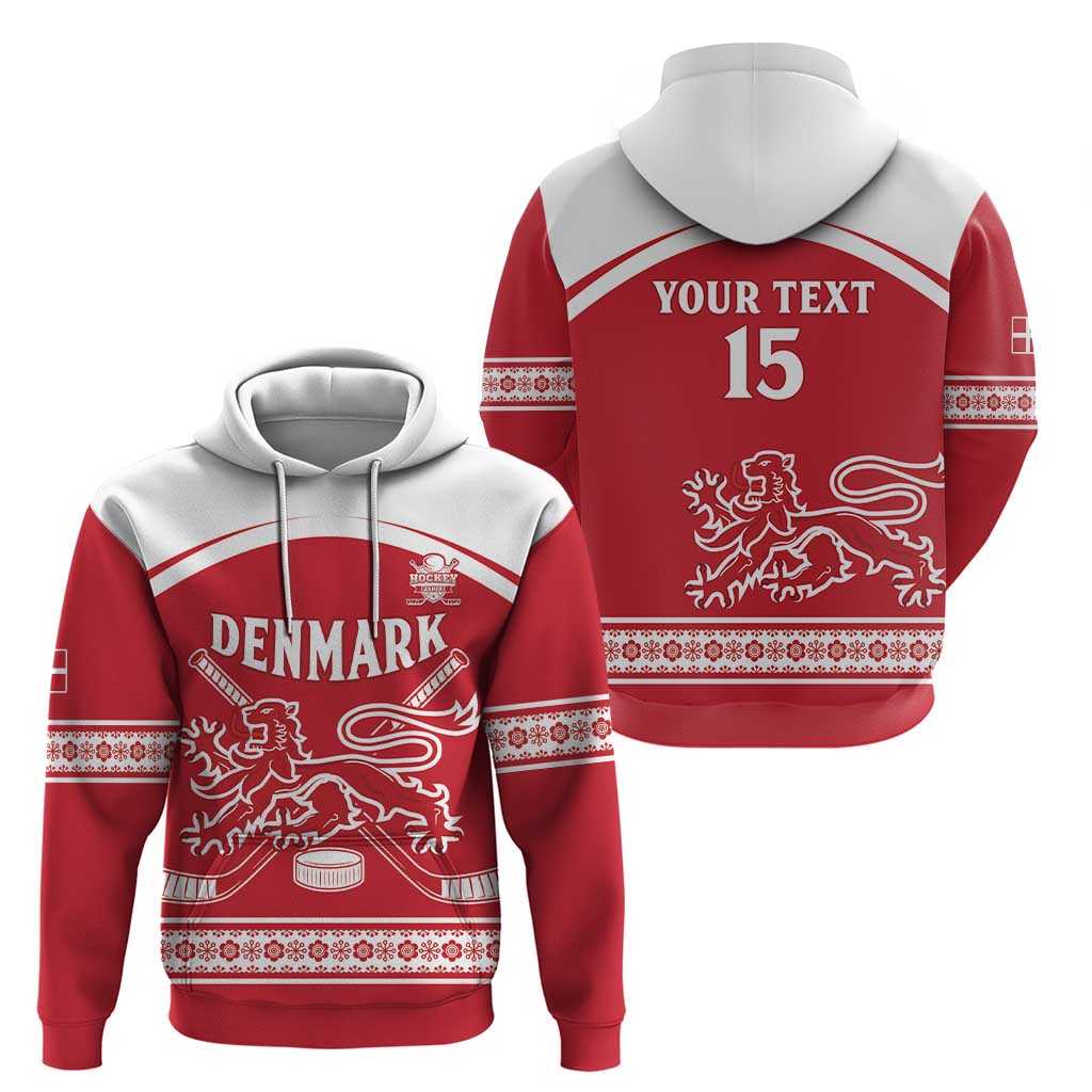 Custom Denmark Hockey Zip Hoodie Come On Danish Lions