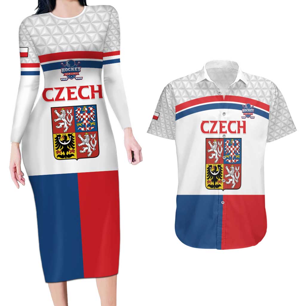 Custom Czech Hockey Couples Matching Long Sleeve Bodycon Dress and Hawaiian Shirt Go Cesko