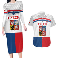 Custom Czech Hockey Couples Matching Long Sleeve Bodycon Dress and Hawaiian Shirt Go Cesko