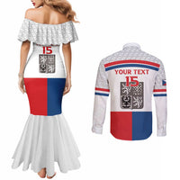 Custom Czech Hockey Couples Matching Mermaid Dress and Long Sleeve Button Shirt Go Cesko