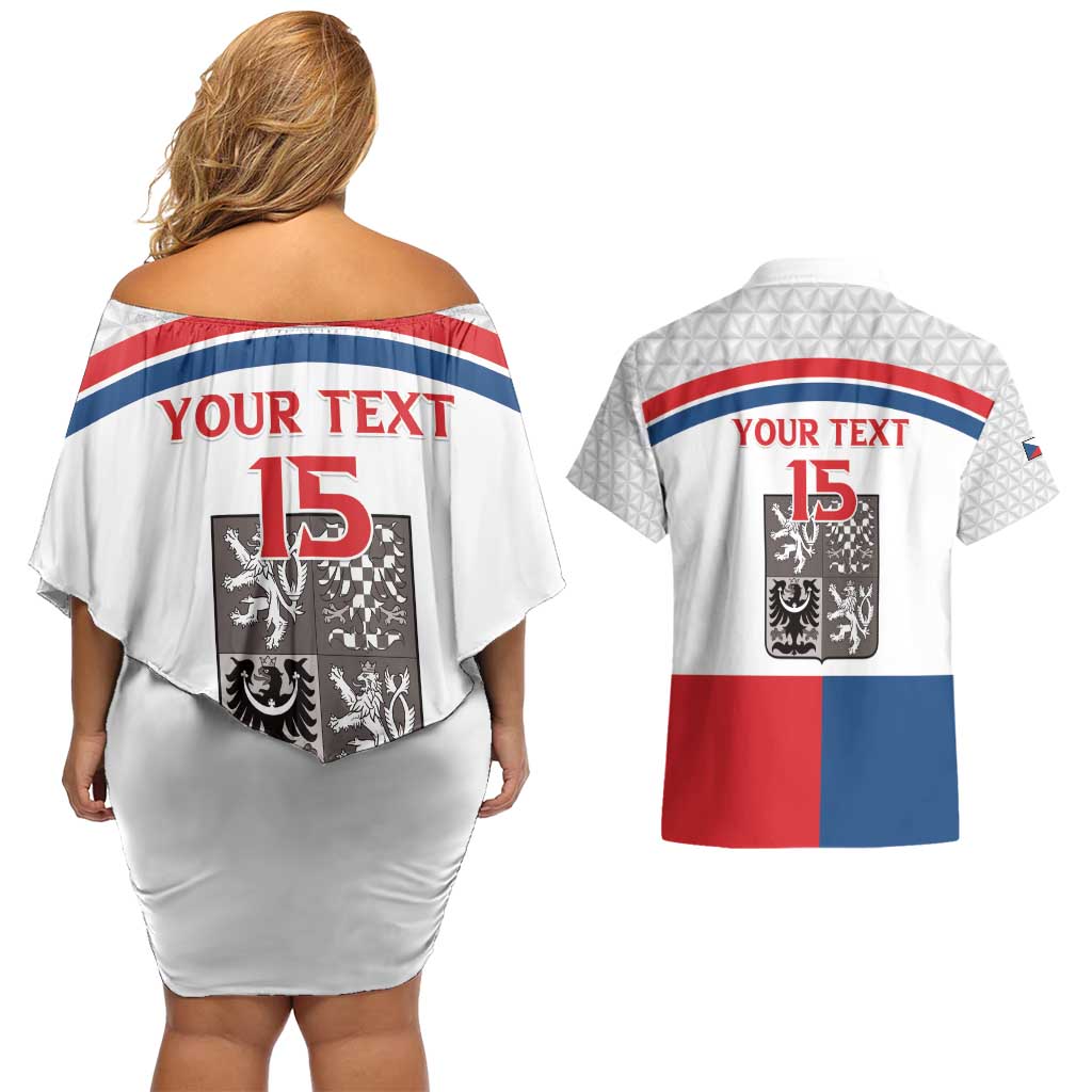 Custom Czech Hockey Couples Matching Off Shoulder Short Dress and Hawaiian Shirt Go Cesko