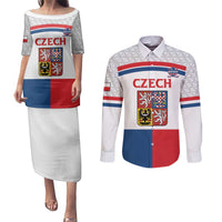 Custom Czech Hockey Couples Matching Puletasi and Long Sleeve Button Shirt Go Cesko