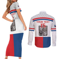 Custom Czech Hockey Couples Matching Short Sleeve Bodycon Dress and Long Sleeve Button Shirt Go Cesko