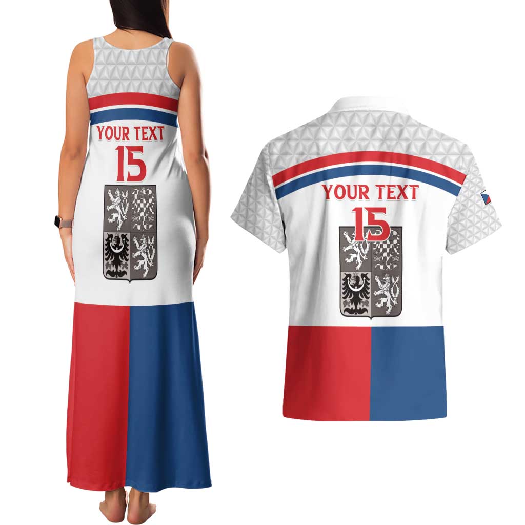 Custom Czech Hockey Couples Matching Tank Maxi Dress and Hawaiian Shirt Go Cesko