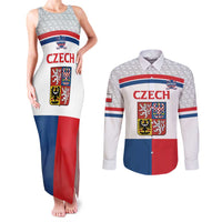Custom Czech Hockey Couples Matching Tank Maxi Dress and Long Sleeve Button Shirt Go Cesko