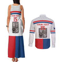 Custom Czech Hockey Couples Matching Tank Maxi Dress and Long Sleeve Button Shirt Go Cesko