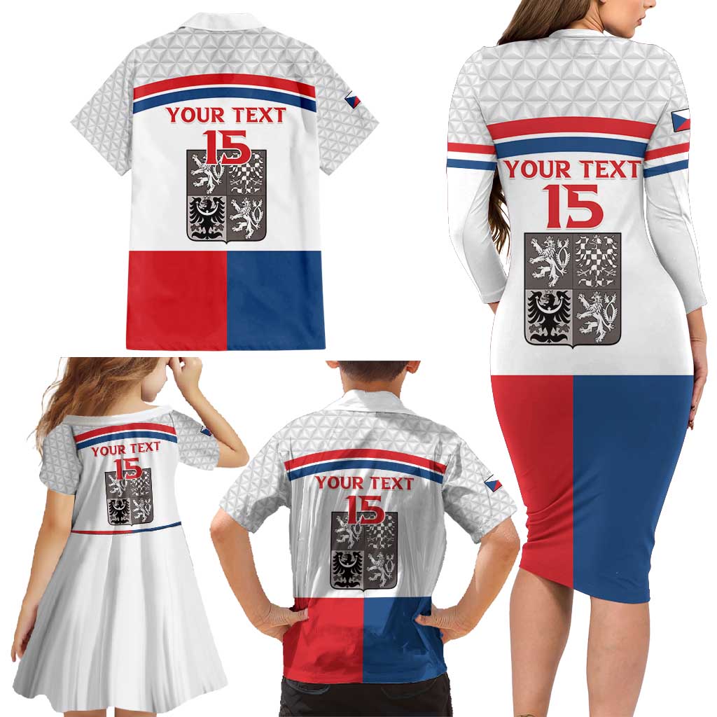 Custom Czech Hockey Family Matching Long Sleeve Bodycon Dress and Hawaiian Shirt Go Cesko