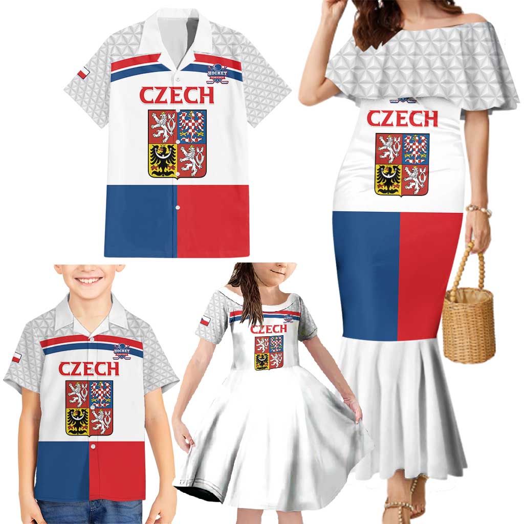 Custom Czech Hockey Family Matching Mermaid Dress and Hawaiian Shirt Go Cesko