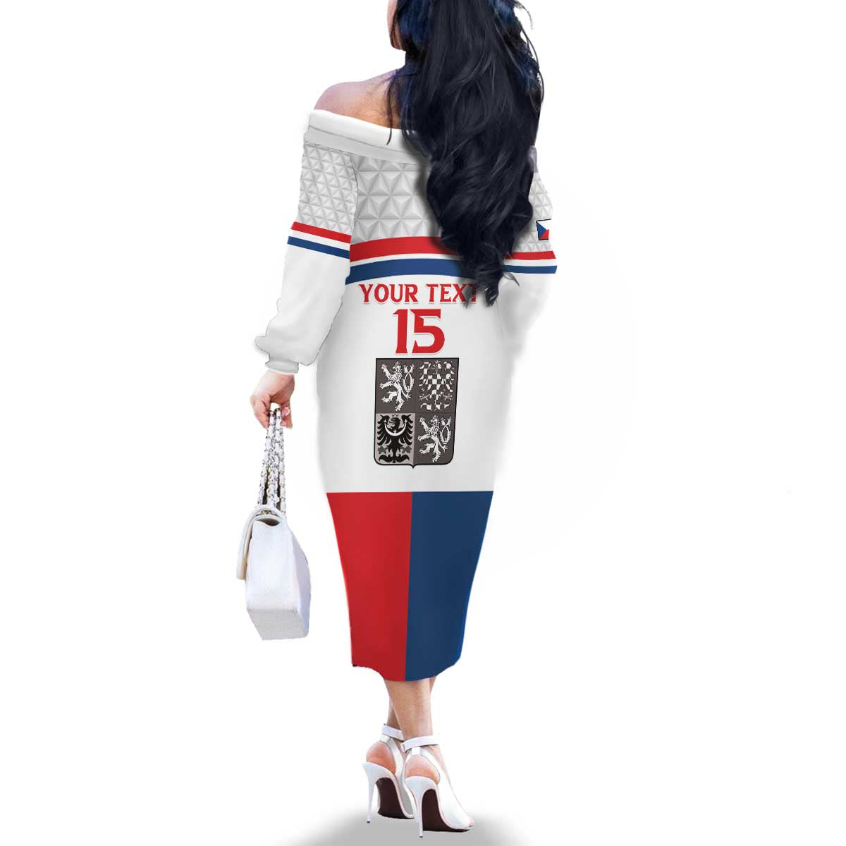 Custom Czech Hockey Family Matching Off The Shoulder Long Sleeve Dress and Hawaiian Shirt Go Cesko