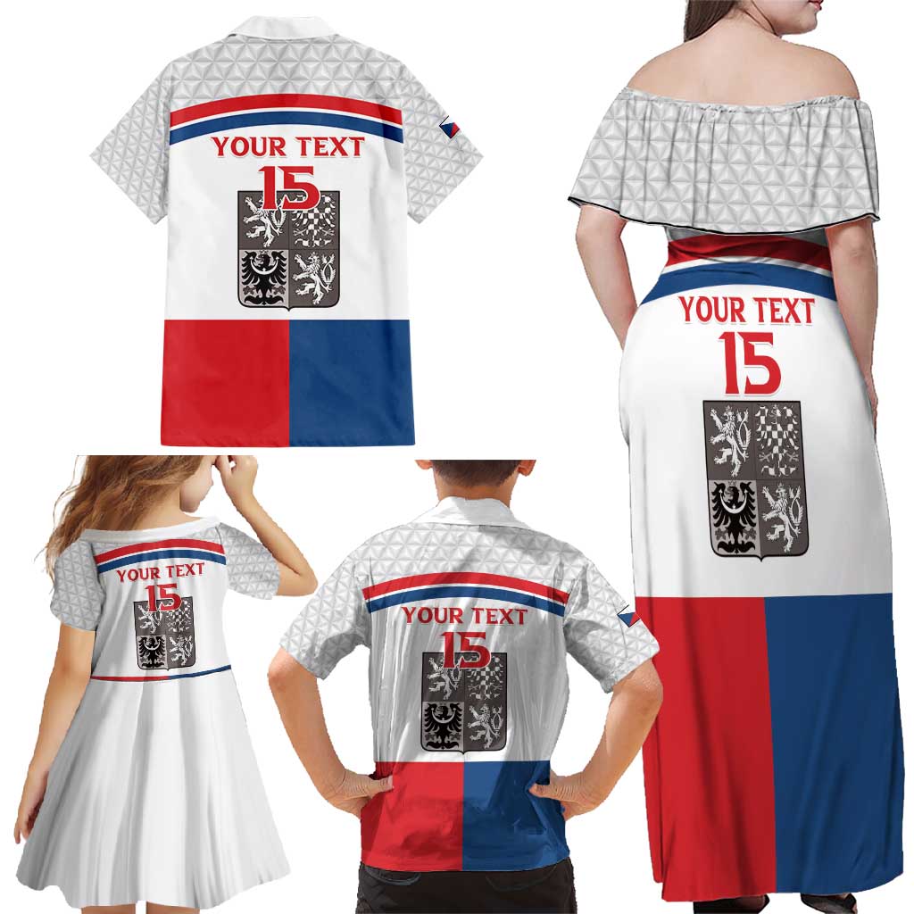 Custom Czech Hockey Family Matching Off Shoulder Maxi Dress and Hawaiian Shirt Go Cesko