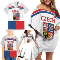 Custom Czech Hockey Family Matching Off Shoulder Short Dress and Hawaiian Shirt Go Cesko