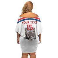 Custom Czech Hockey Family Matching Off Shoulder Short Dress and Hawaiian Shirt Go Cesko