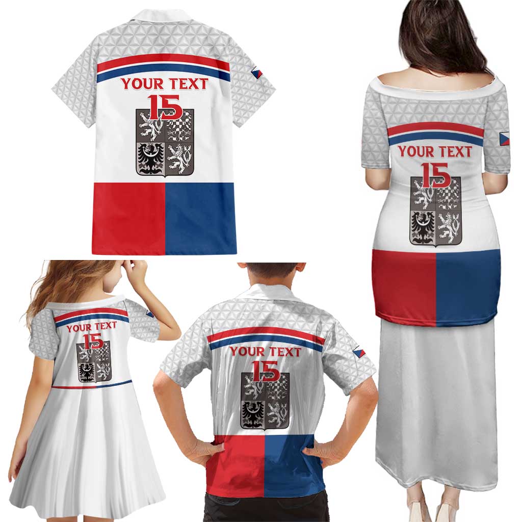 Custom Czech Hockey Family Matching Puletasi and Hawaiian Shirt Go Cesko