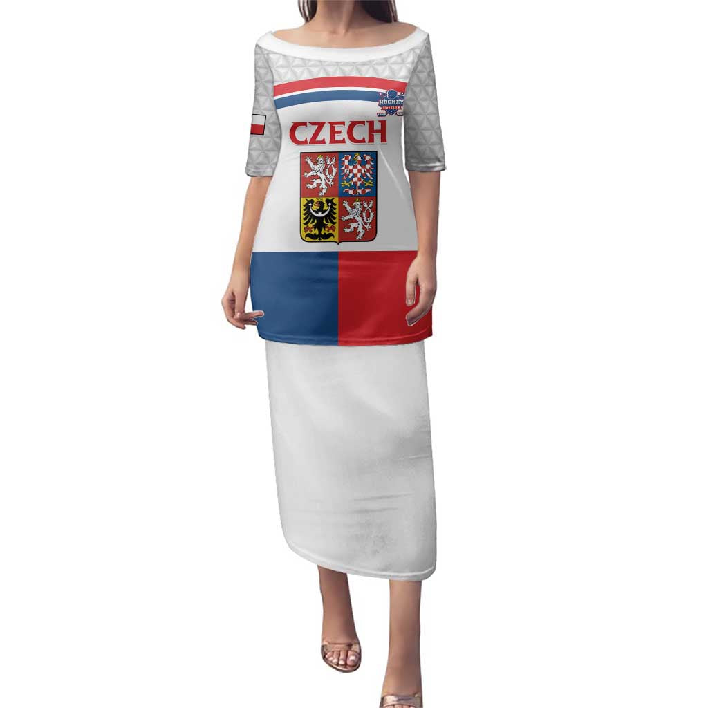 Custom Czech Hockey Family Matching Puletasi and Hawaiian Shirt Go Cesko