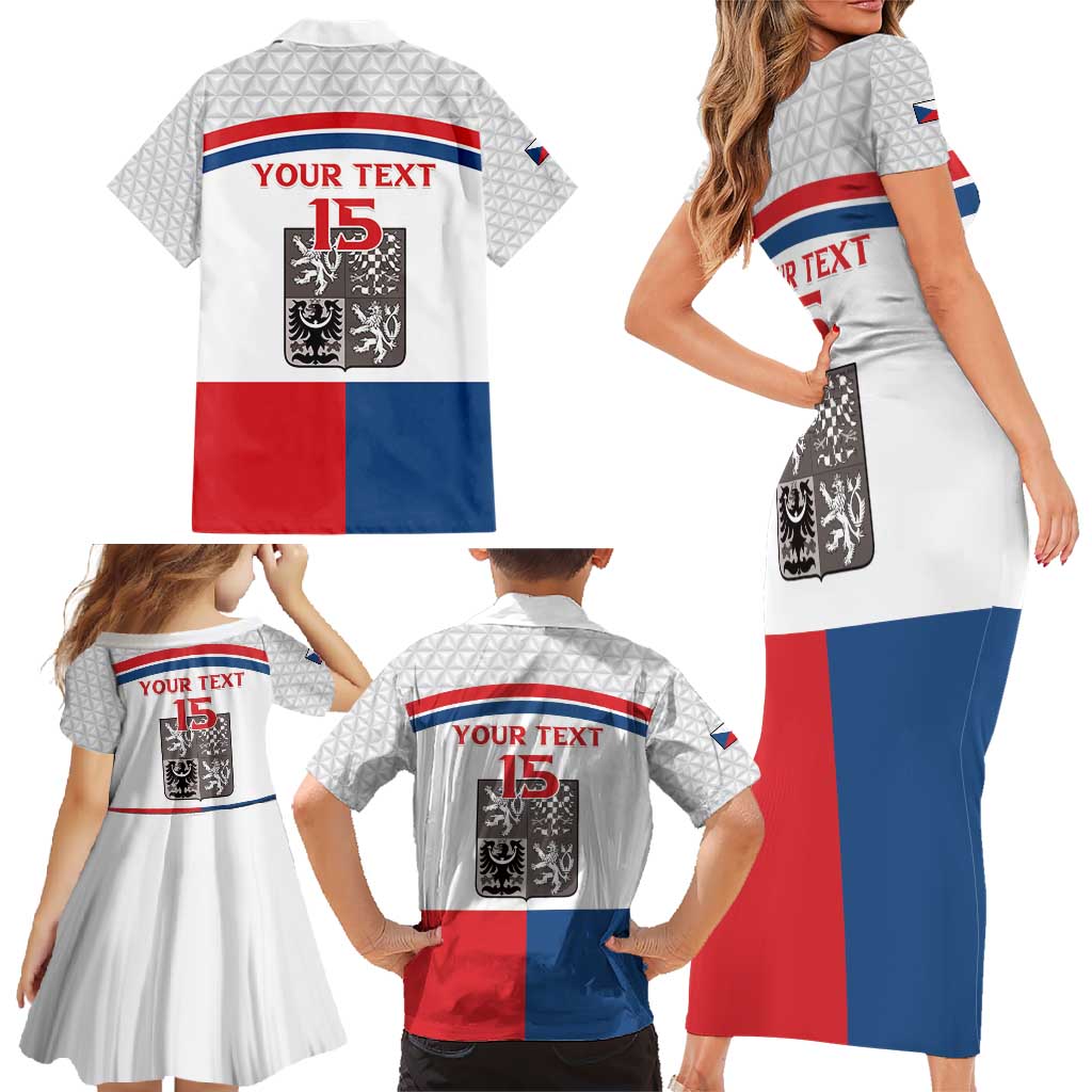 Custom Czech Hockey Family Matching Short Sleeve Bodycon Dress and Hawaiian Shirt Go Cesko