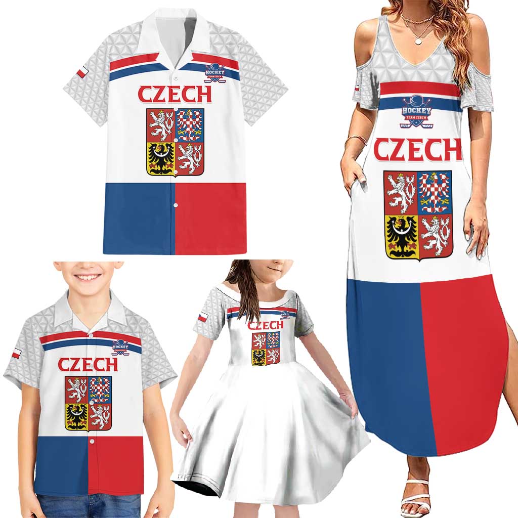 Custom Czech Hockey Family Matching Summer Maxi Dress and Hawaiian Shirt Go Cesko