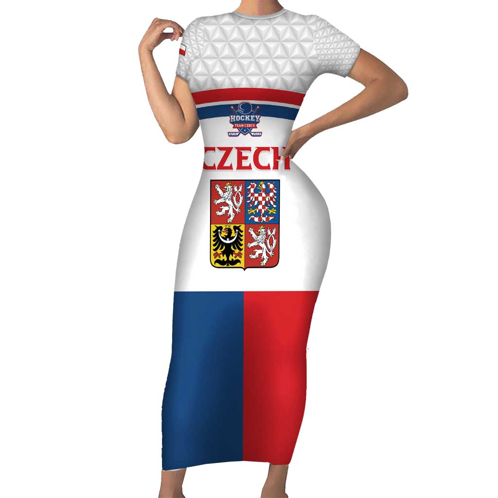Custom Czech Hockey Short Sleeve Bodycon Dress Go Cesko
