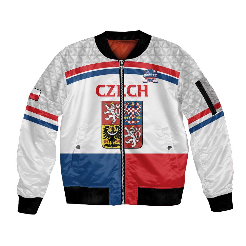 Custom Czech Hockey Sleeve Zip Bomber Jacket Go Cesko