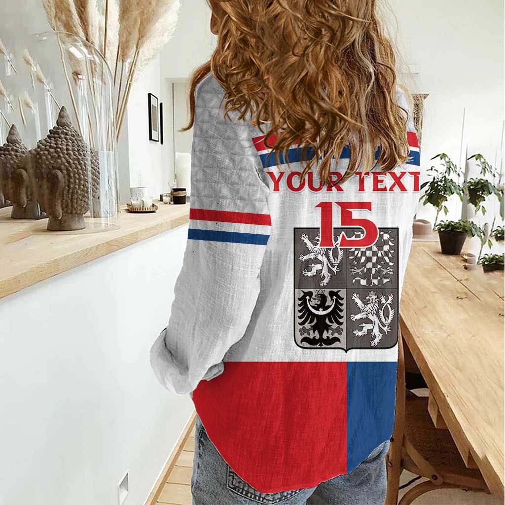Custom Czech Hockey Women Casual Shirt Go Cesko