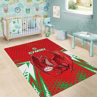 Wales Rugby Custom Area Rug Dragon Scales Style - Wonder Print Shop