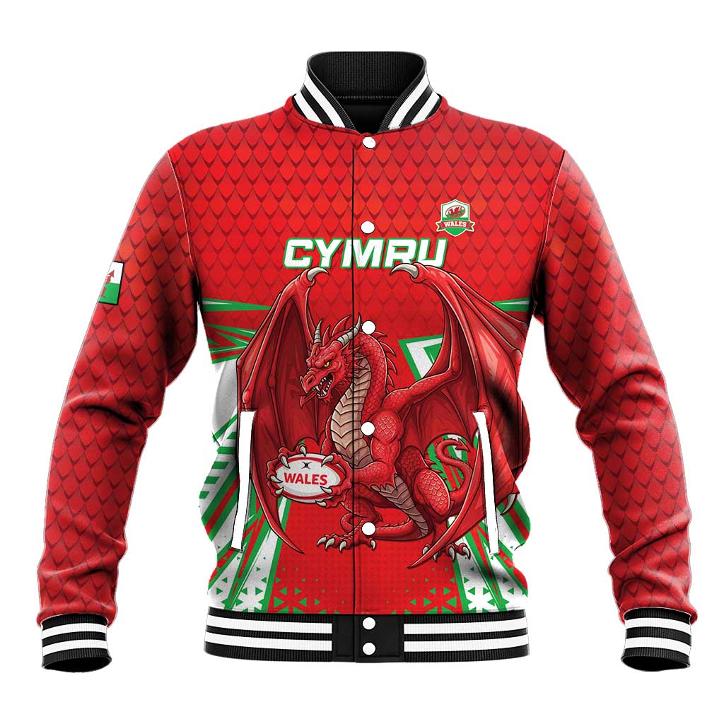 Wales Rugby Custom Baseball Jacket Dragon Scales Style - Wonder Print Shop