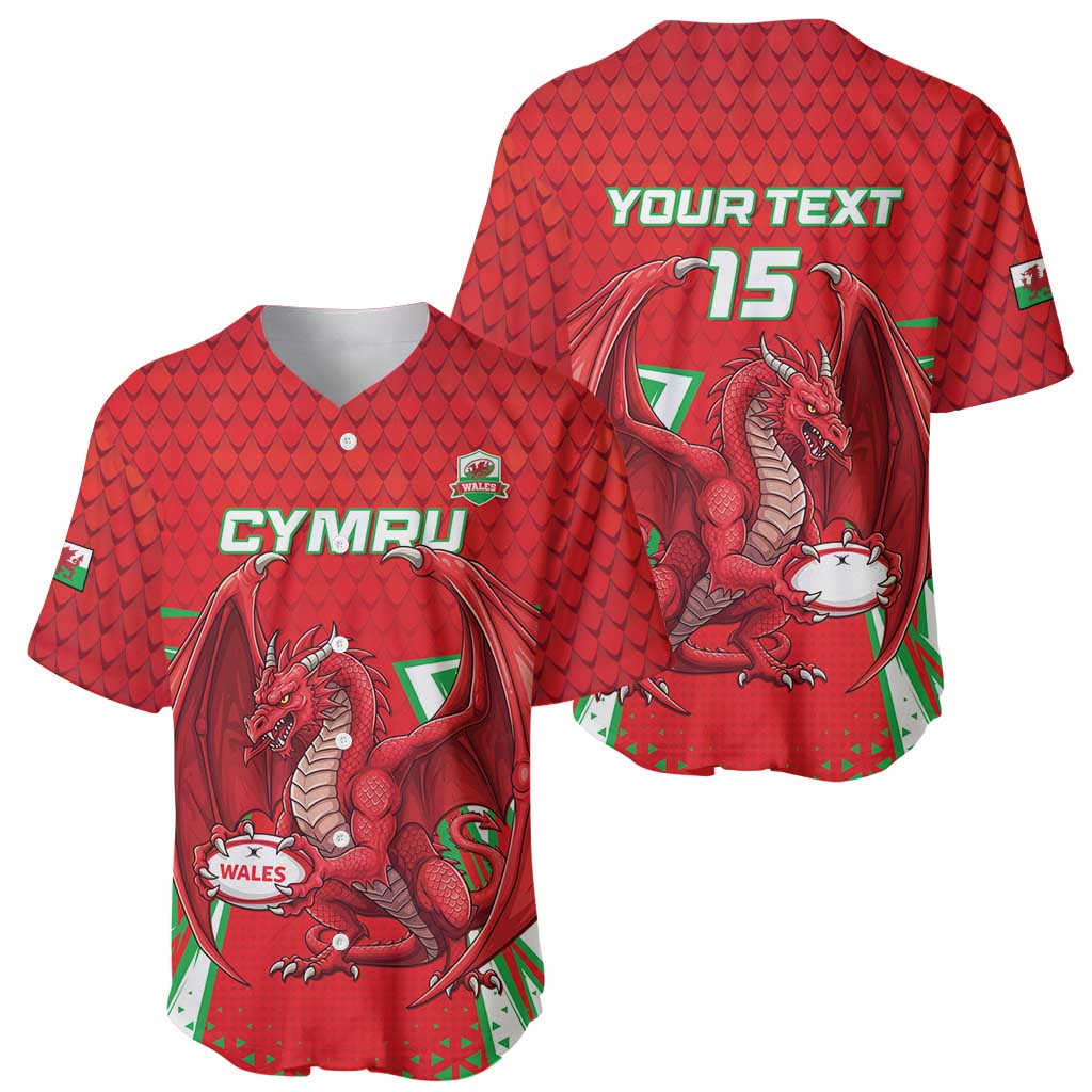 Wales Rugby Custom Baseball Jersey Dragon Scales Style - Wonder Print Shop