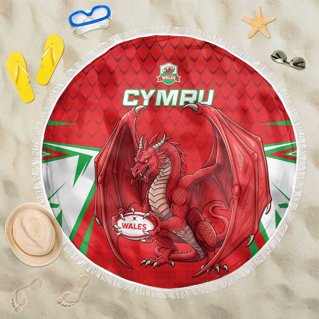 Wales Rugby Custom Beach Blanket Dragon Scales Style - Wonder Print Shop