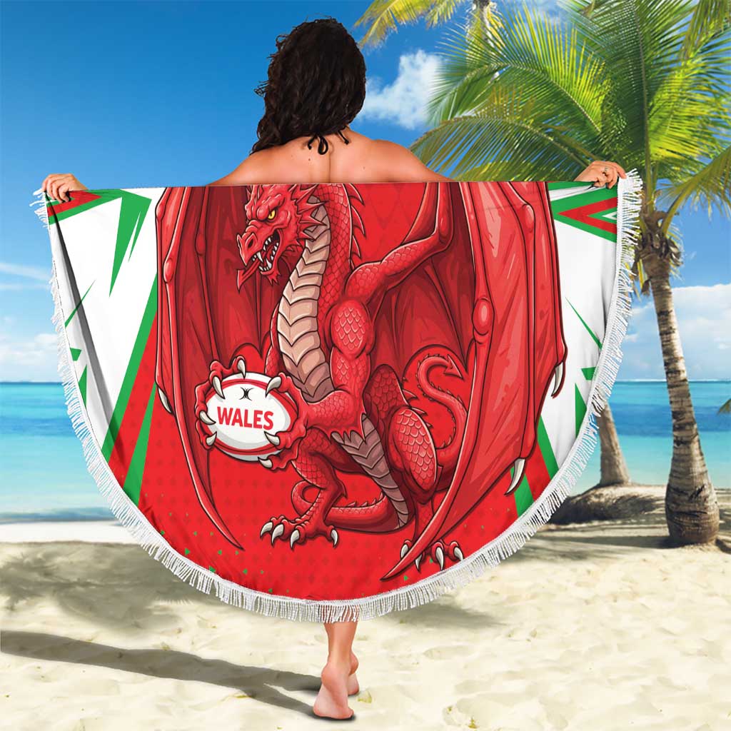 Wales Rugby Custom Beach Blanket Dragon Scales Style - Wonder Print Shop