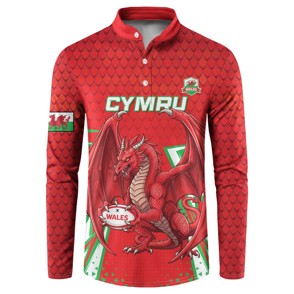 Wales Rugby Custom Button Sweatshirt Dragon Scales Style - Wonder Print Shop
