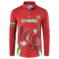 Wales Rugby Custom Button Sweatshirt Dragon Scales Style - Wonder Print Shop