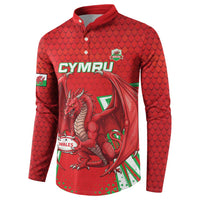 Wales Rugby Custom Button Sweatshirt Dragon Scales Style - Wonder Print Shop