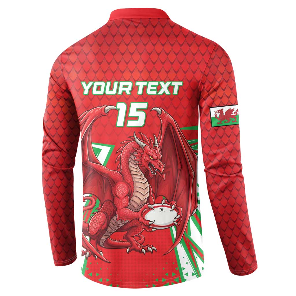 Wales Rugby Custom Button Sweatshirt Dragon Scales Style - Wonder Print Shop