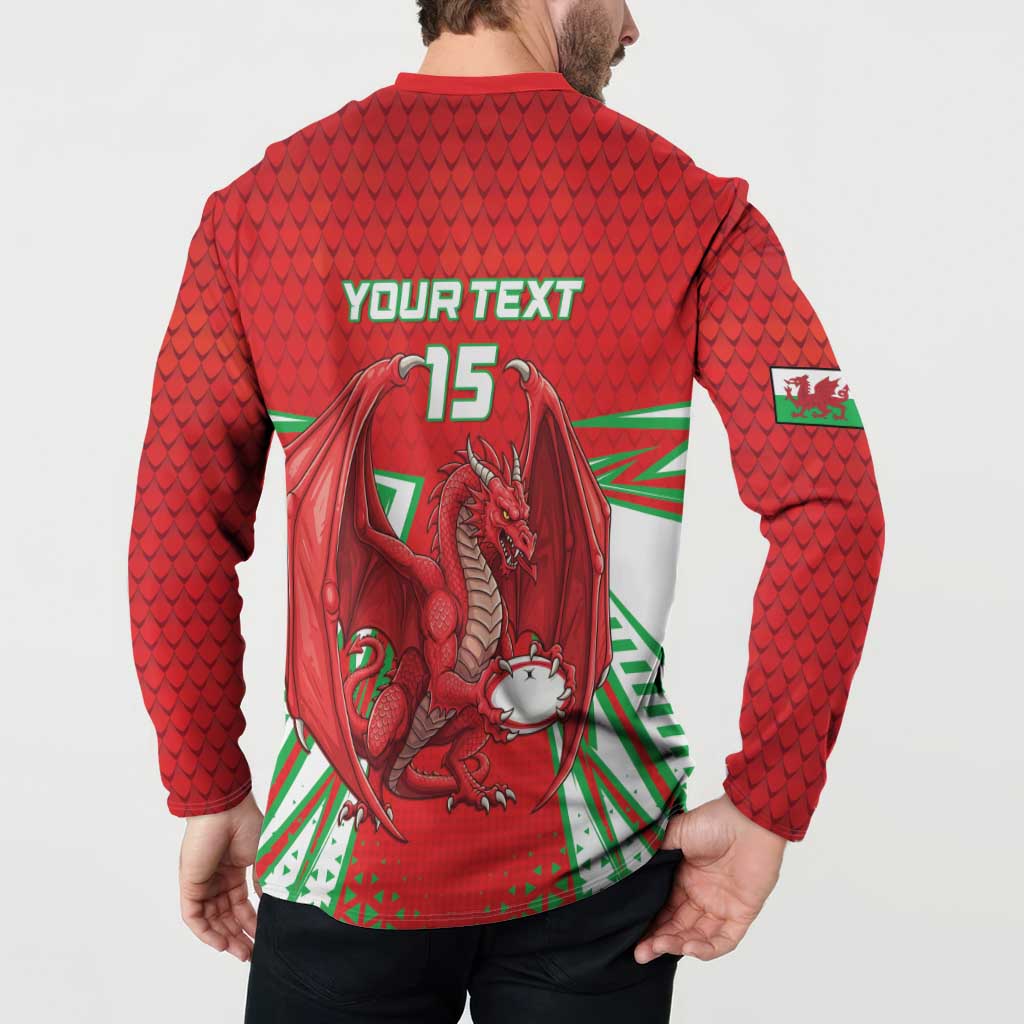 Wales Rugby Custom Button Sweatshirt Dragon Scales Style - Wonder Print Shop
