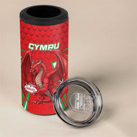 Wales Rugby Custom 4 in 1 Can Cooler Tumbler Dragon Scales Style - Wonder Print Shop