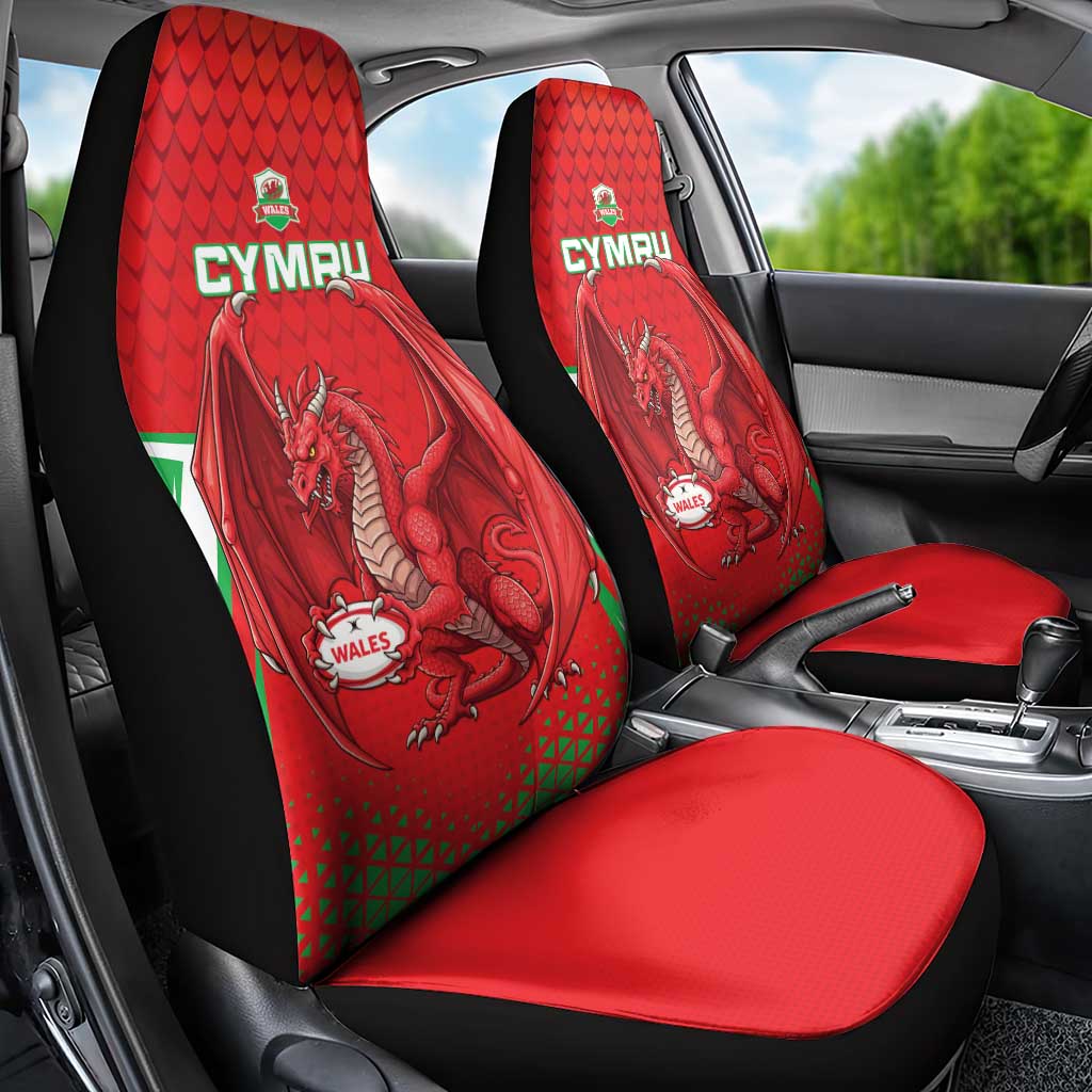 Wales Rugby Custom Car Seat Cover Dragon Scales Style - Wonder Print Shop