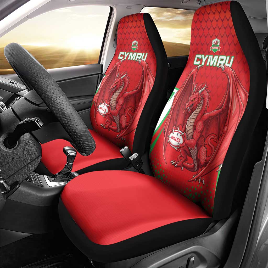 Wales Rugby Custom Car Seat Cover Dragon Scales Style - Wonder Print Shop