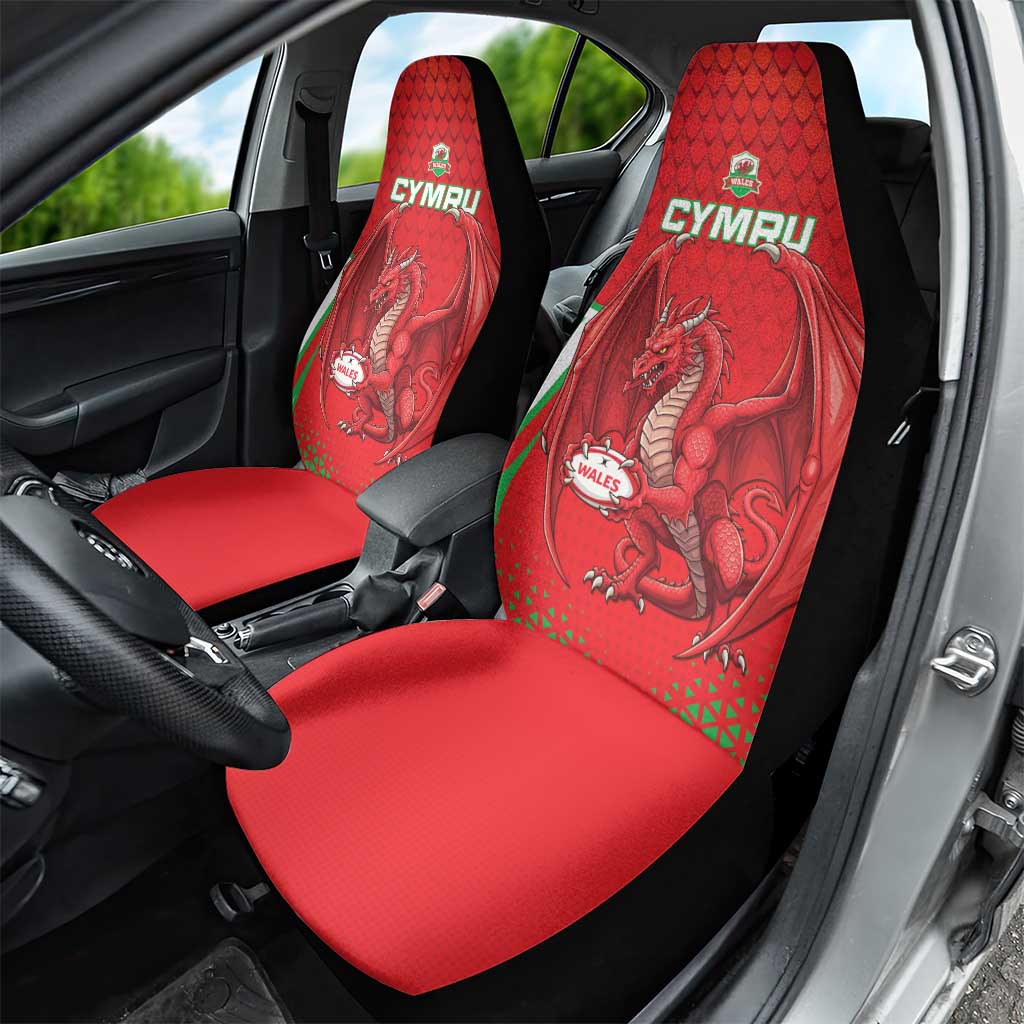 Wales Rugby Custom Car Seat Cover Dragon Scales Style - Wonder Print Shop