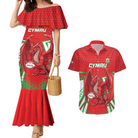 Wales Rugby Custom Couples Matching Mermaid Dress and Hawaiian Shirt Dragon Scales Style - Wonder Print Shop